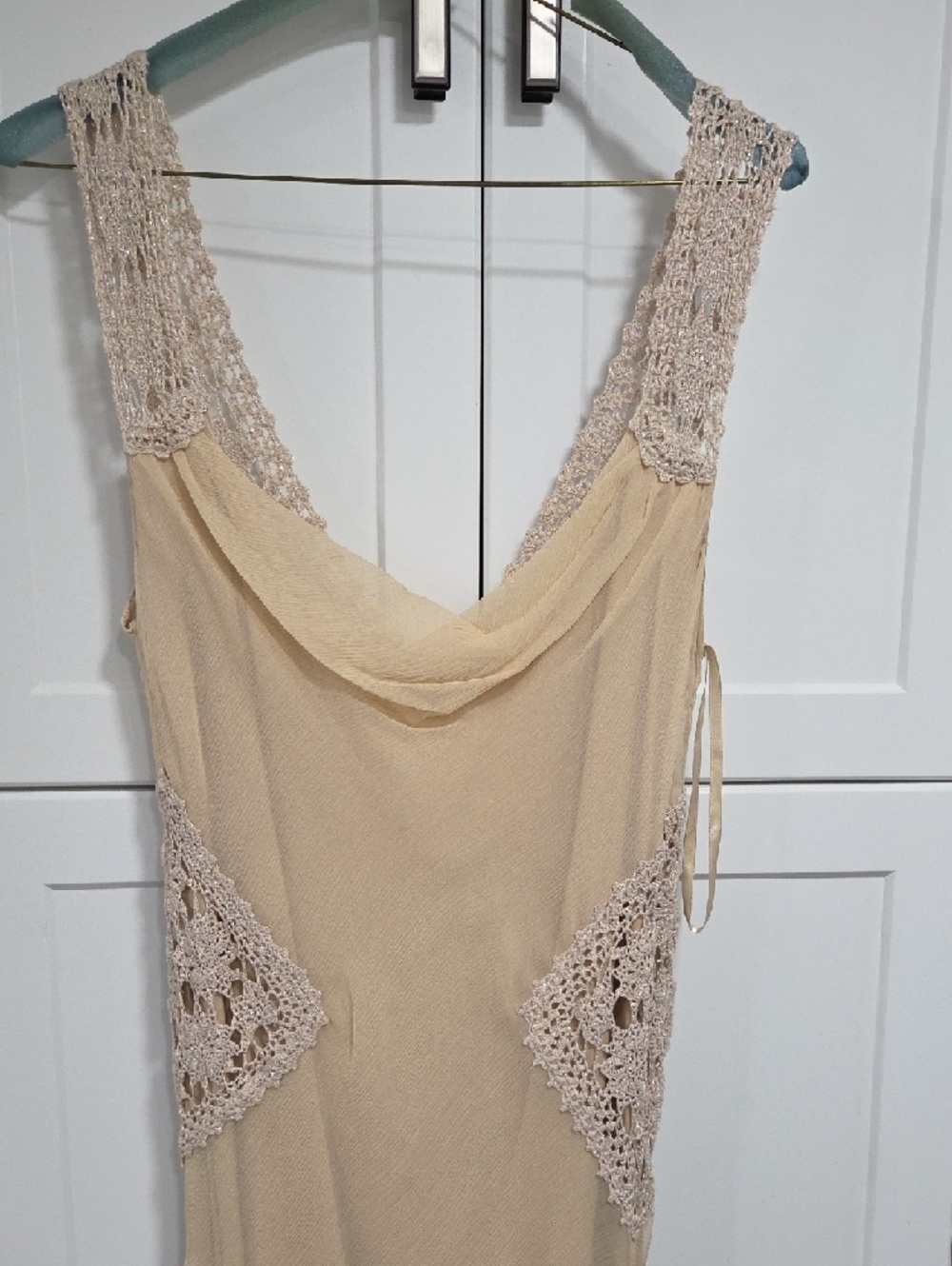 Diane Von Furstenberg Cream Crochet-Trim Sleeveless Maxi Dress - Picture 2 of 9